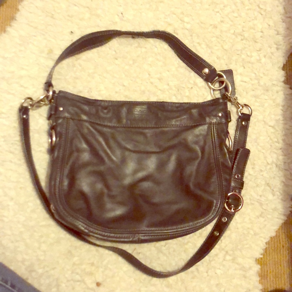 Black leather Coach purse